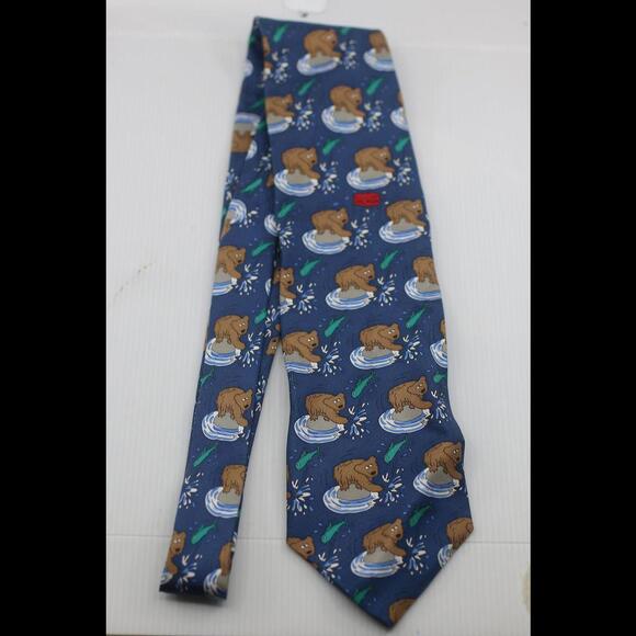 Ian hoot the rack salmon & bear silk tie - Picture 1 of 6